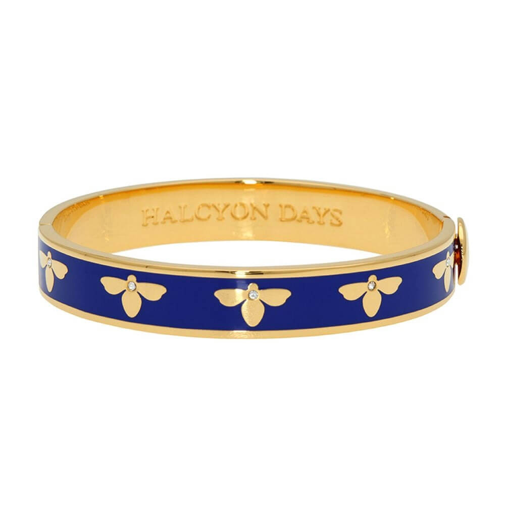 Halcyon Days Bee Cobalt & Gold Hinged Bangle