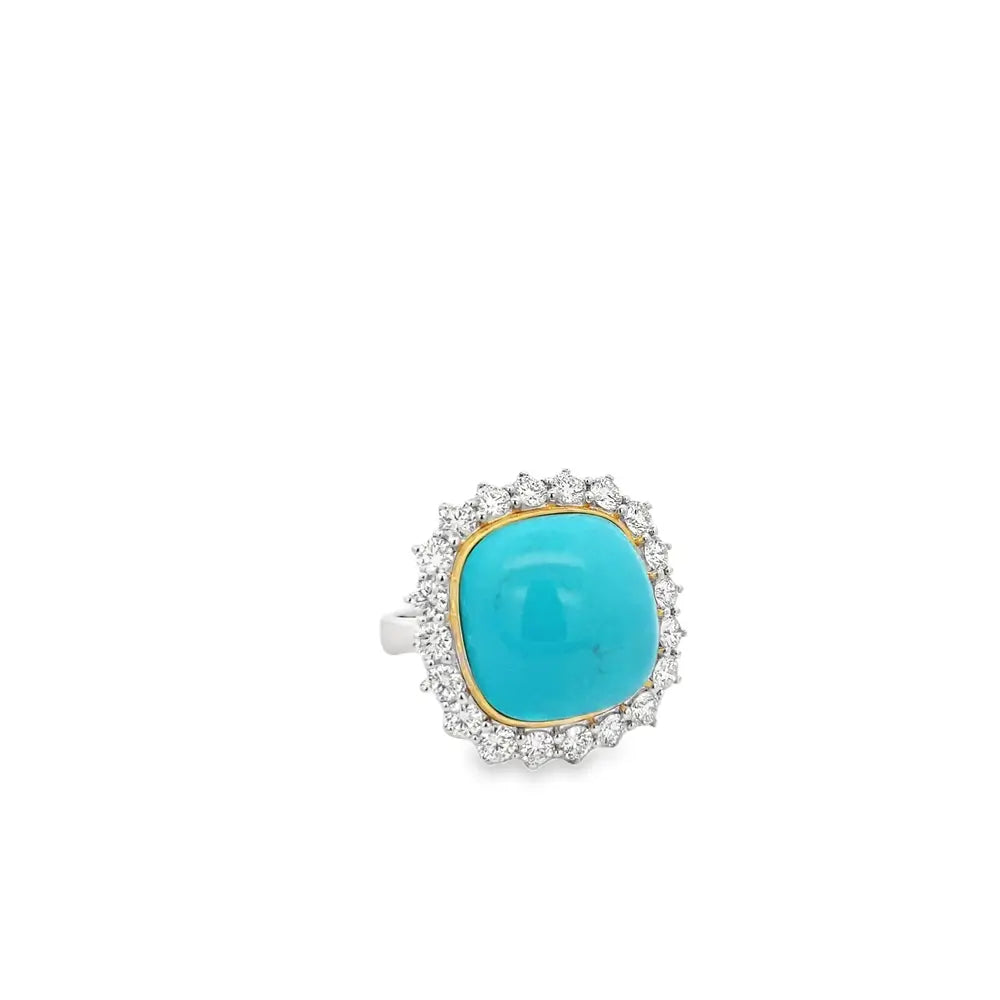 18K White Gold Turquoise and Diamond Ring