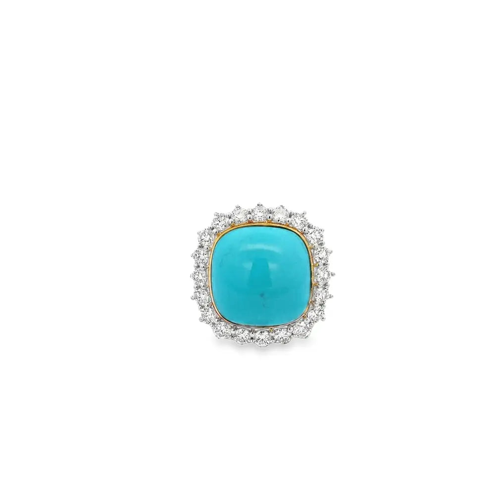 18K White Gold Turquoise and Diamond Ring