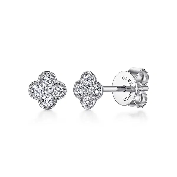 Gabriel & Co. Fashion 14k Gold Twisted Rope Diamond Stud Earrings
