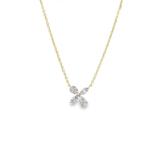 18kt Yellow Gold Floral Diamond Necklace