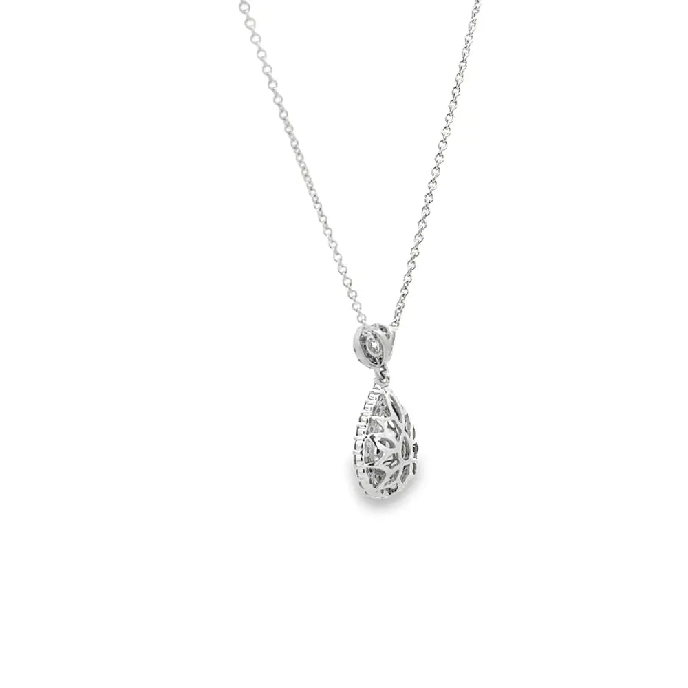 Platinum Pear Drop Sapphire and Diamond Pendant