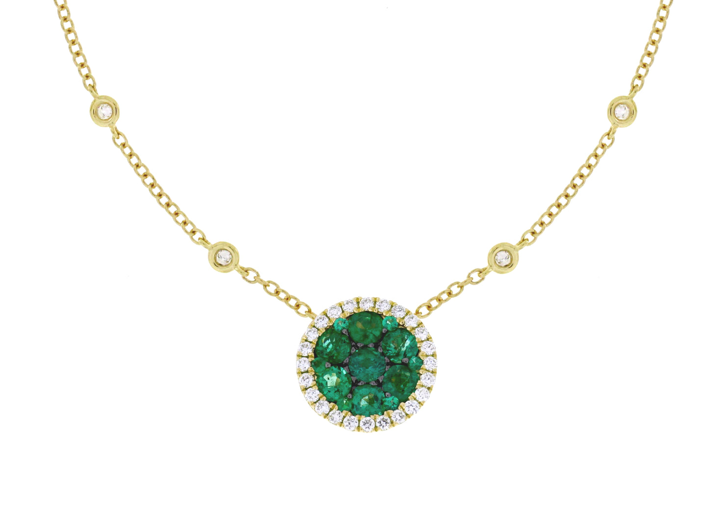 Damaso 18kt White Gold Diamond & Emerald Necklace