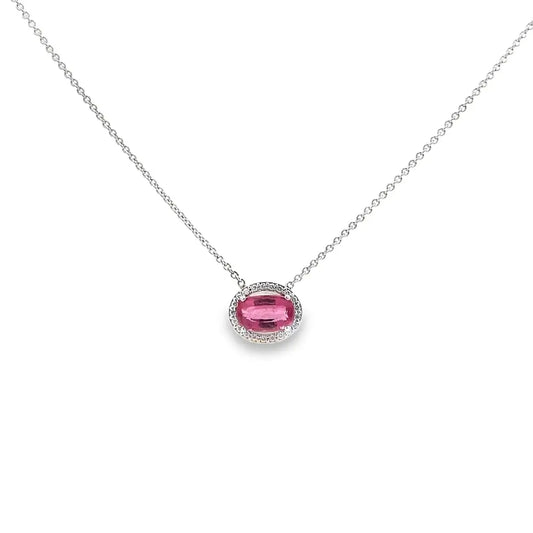 14kt White Gold Pink Tourmaline Necklace