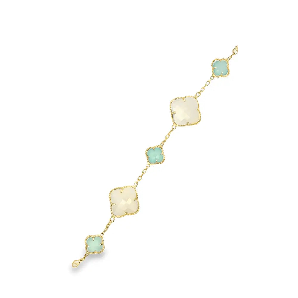 Raymond Mazza 14kt Yellow Gold Chalcedony and Moonstone Bracelet