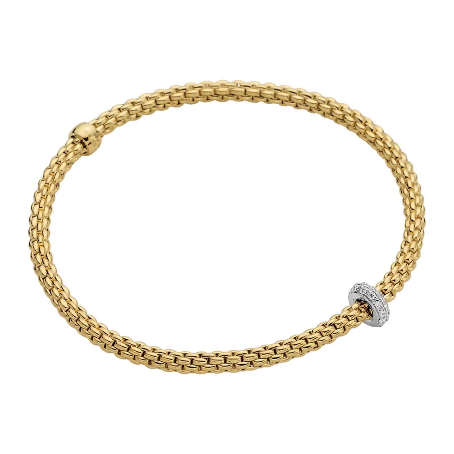 FOPE Flex'it yellow gold bracelet with diamond pave'