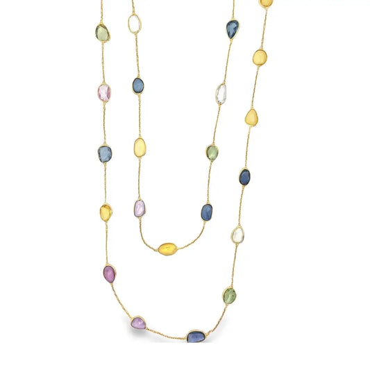 Raymond Mazza 14K Green Gold Multicolor Sapphire Necklace
