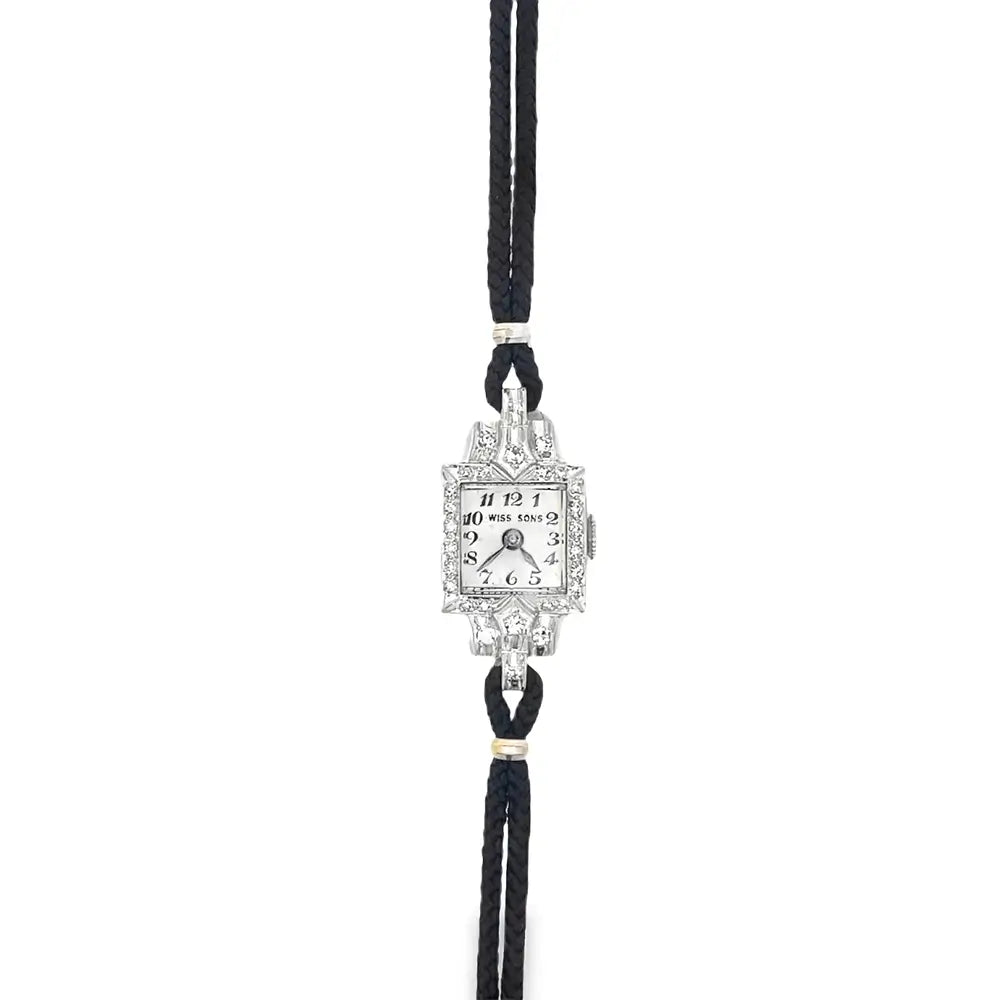 Wiss Sons Ladies Platinum and Diamond Vintage Watch