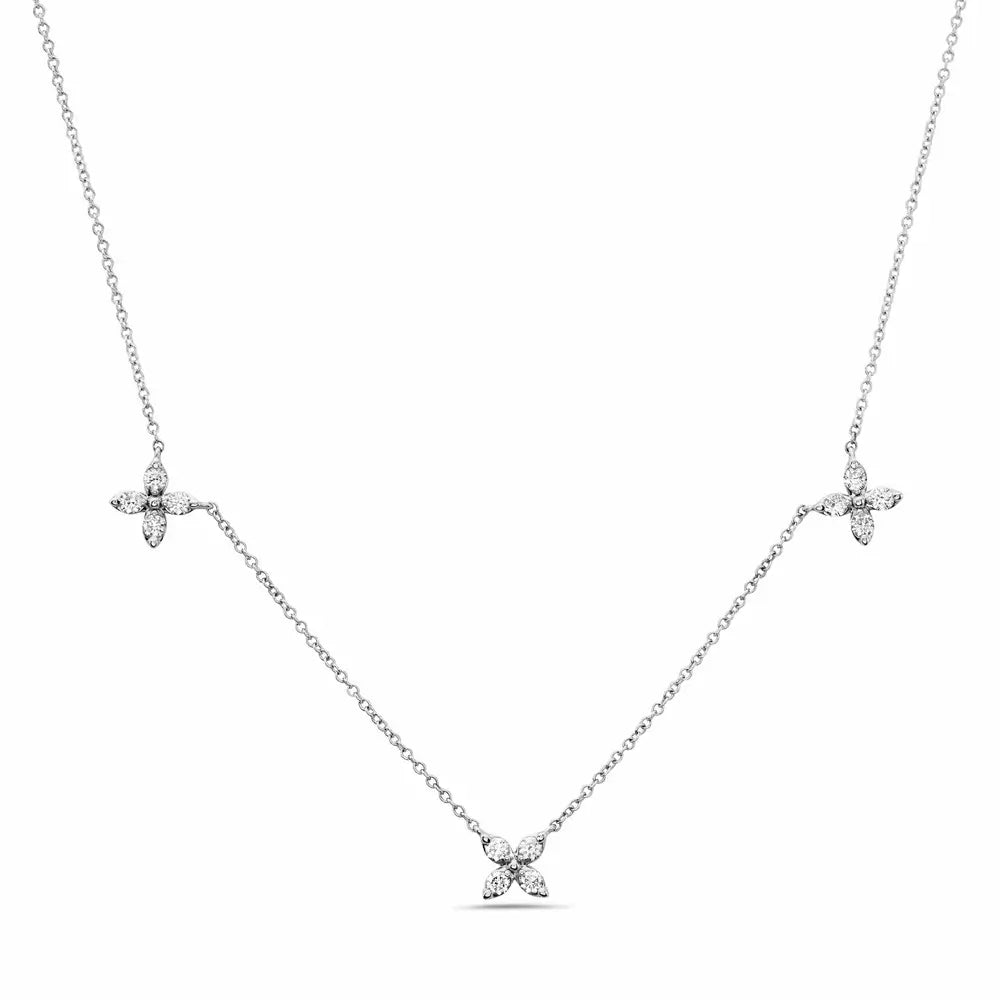 Gemma Couture 14k Gold 3 Station Mariposa Diamond Necklace
