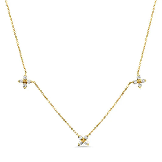 Gemma Couture 14k Gold 3 Station Mariposa Diamond Necklace
