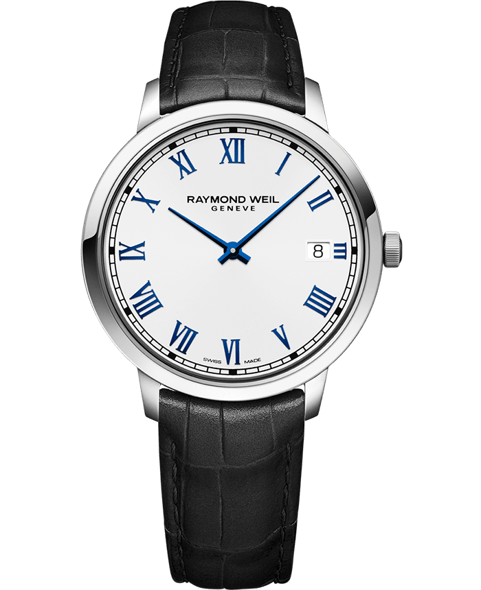Raymond Weil Toccata Men's Quartz White Dial Leather Strap Watch, 42mm