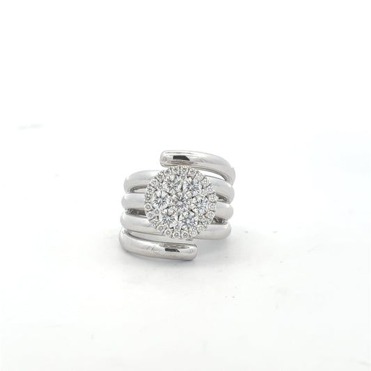 Damaso 18kt White Gold 5 Row Diamond Ring 1.31 cttw