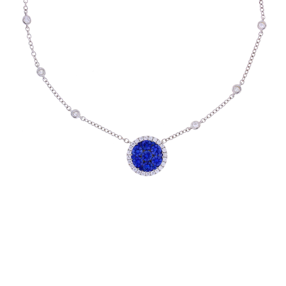 Damaso 18kt White Gold Diamond & Sapphire Necklace
