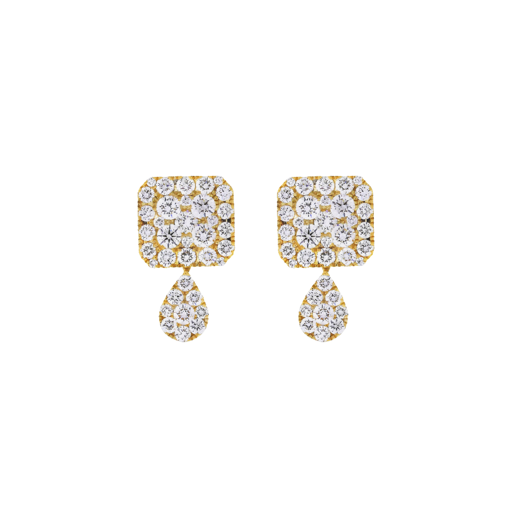 Damaso 18kt Yellow Gold Diamond Cluster Drop Earrings 2.29 cttw
