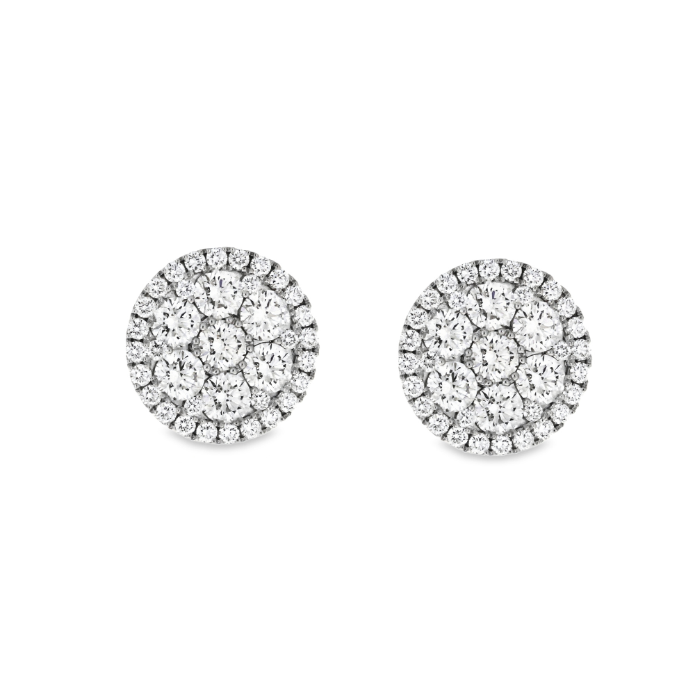 Damaso 18kt White Gold Cluster Diamond Earrings 2.57 cttw