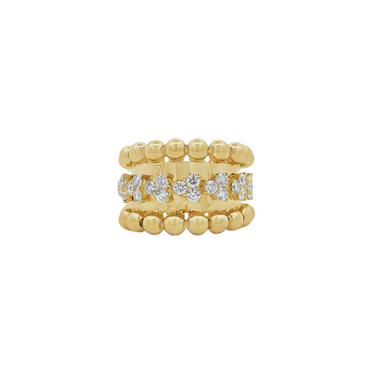 Damaso 18kt Yellow Gold Double Bead Ring 1.10 cttw
