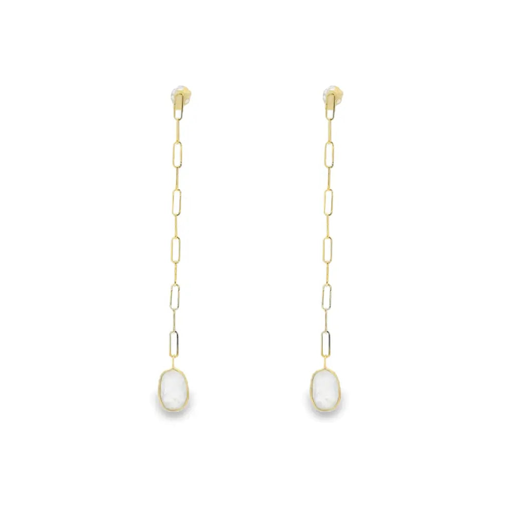 Raymond Mazza 14K Green Gold Moonstone Drop Earrings