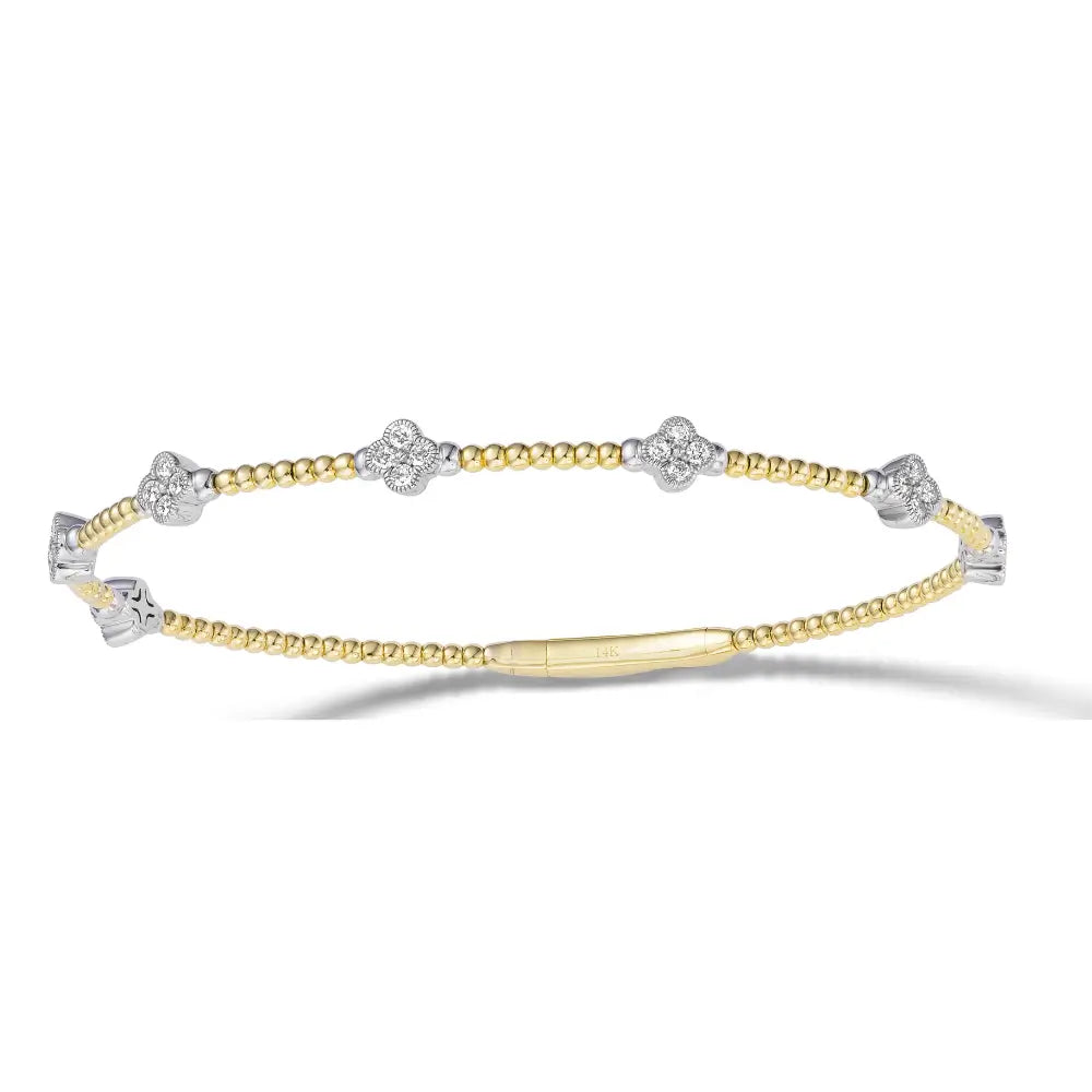 Gemma Couture 14k Yellow and White Gold Diamond Clover Bracelet
