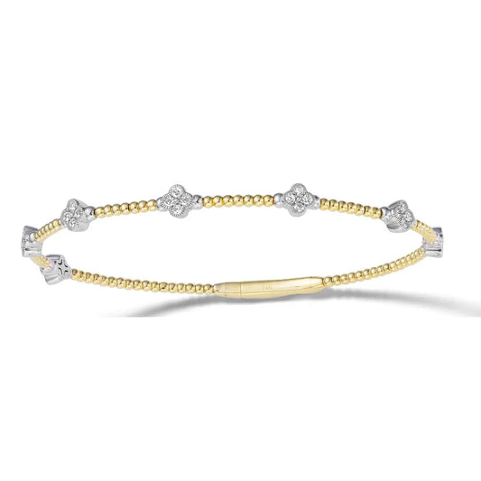 Gemma Couture 14k Yellow and White Gold Diamond Clover Bracelet