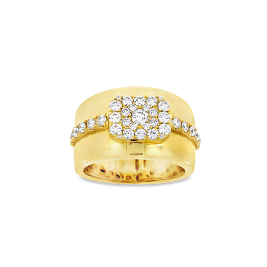 18kt Yellow Gold White Diamond Fashion Ring .91 cttw