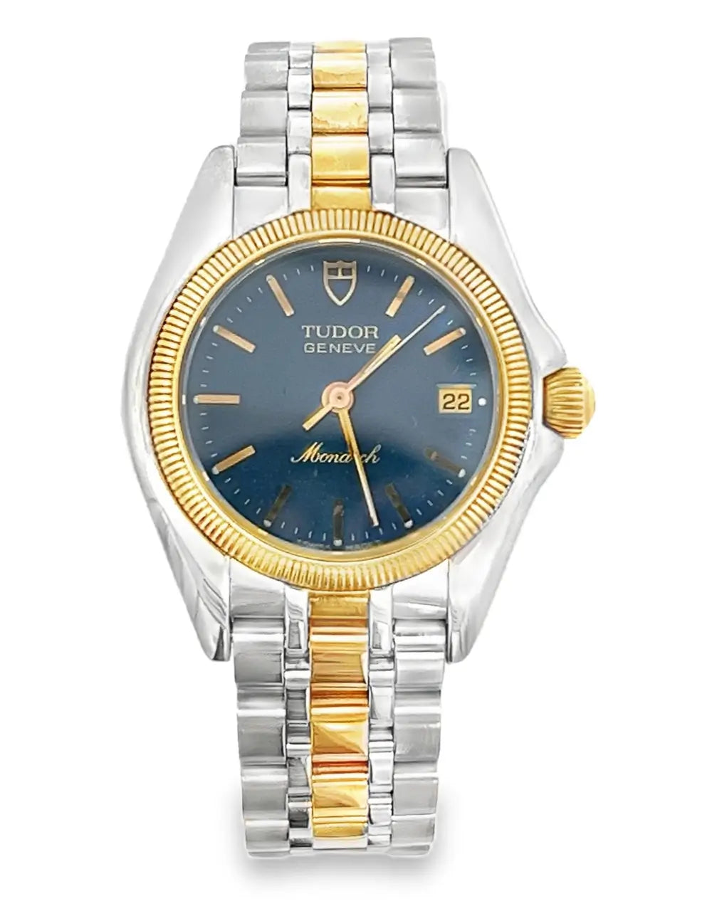 Tudor Monarch 14kt and Stainless Ladies Blue Dial Quartz Watch 