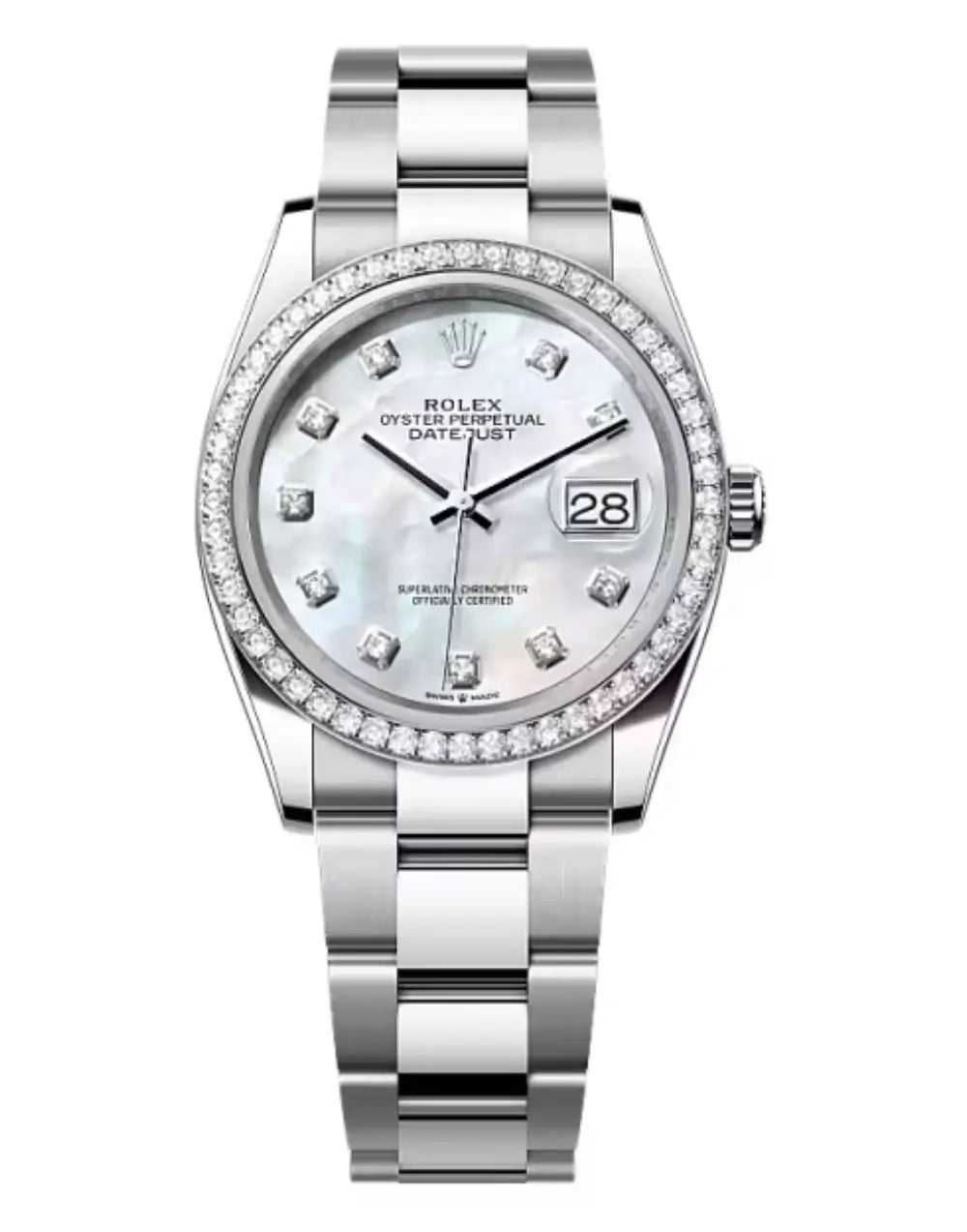 Rolex Oyster Datejust Stainless Steel, 18K White Gold and Diamonds Automatic Watch, 36mm