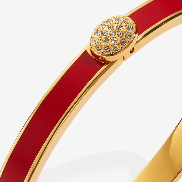 Halcyon Days Skinny Pave Button Red & Gold Bangle