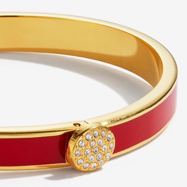 Halcyon Days Skinny Pave Button Red & Gold Bangle