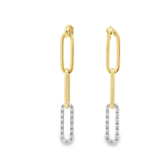 Gemma Couture 14kt Yellow & White Gold Paperclip Diamond Earrings .28 cts