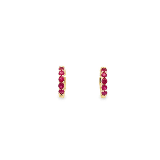 Gemma Couture 14kt Yellow Gold Ruby Mini Hoops .72 cts