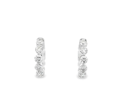 Gemma Couture 14kt White Gold Round Diamond Mini Hoop Earrings 1.10cttw