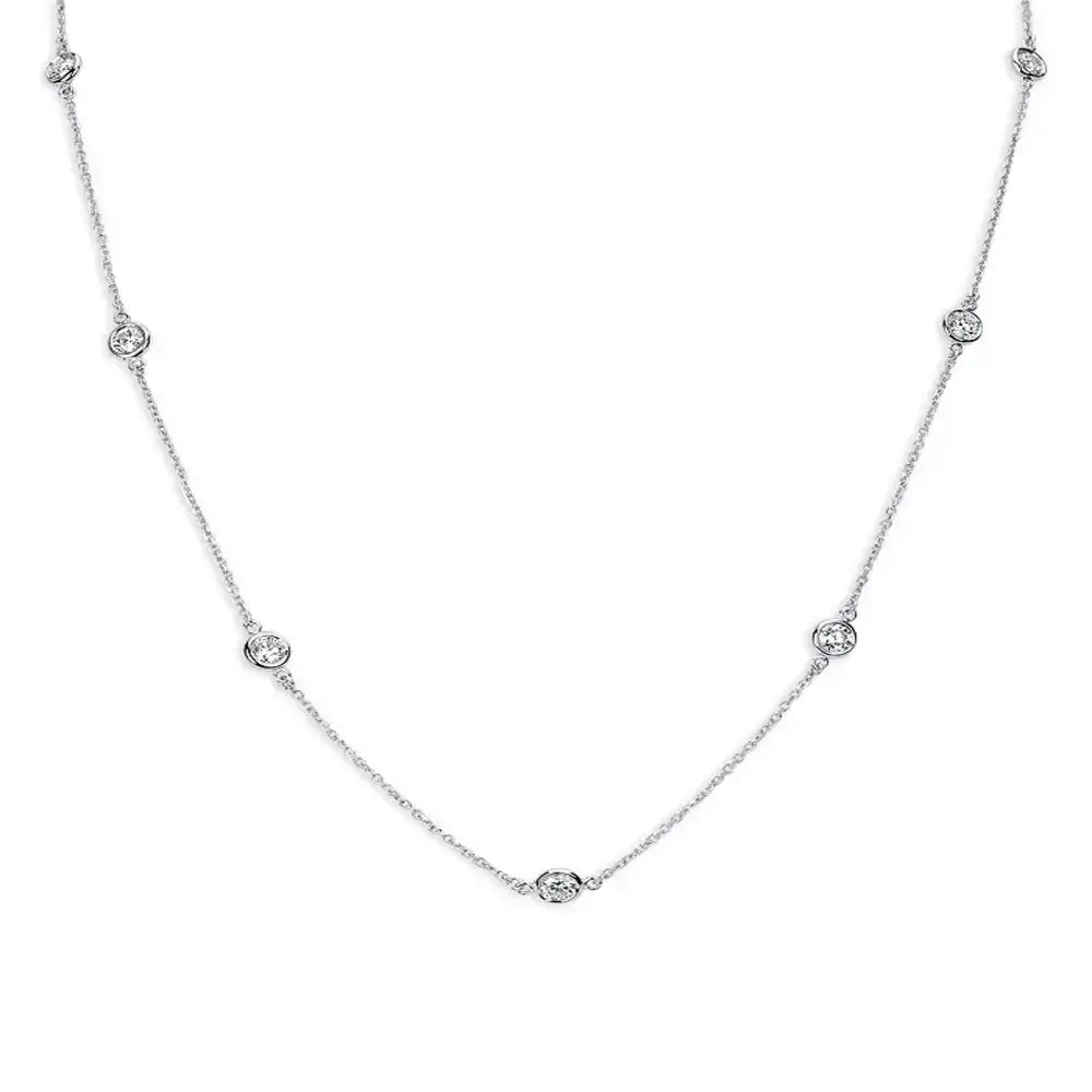 14K White Gold Diamonds by the Yard Necklace 1.48cts