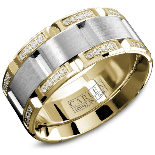 CrownRing 18k Two Tone Diamond 9.5mm Men's Wedding Band