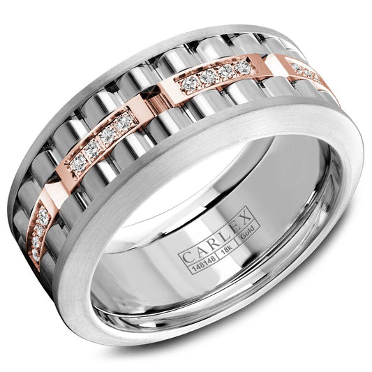 CrownRing 18k White Gold Jubilee Style Men's Wedding Band