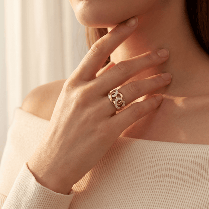 18K Yellow Gold Diamond Double C Ring