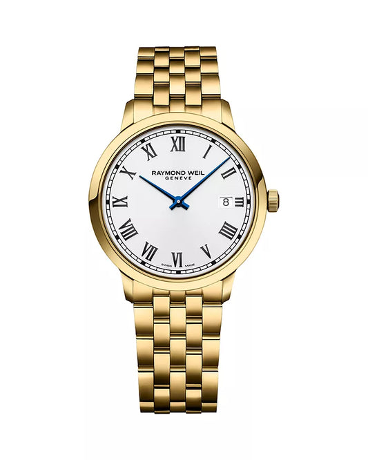 Raymond Weil Toccata Men's Quartz Gold PVD White Dial Bracelet Watch, 39mm