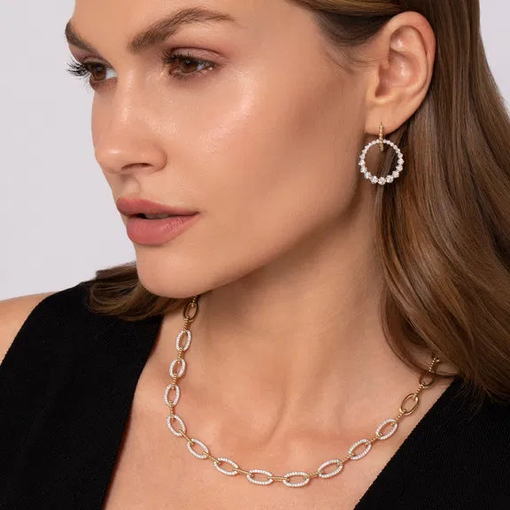 Gabriel & Co. Fashion 14K White-Yellow Gold Bujukan Diamond Circle Huggies