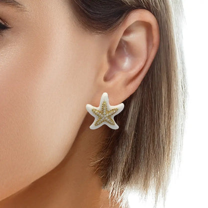 14kt Green Gold Agate and Diamond Starfish Earrings