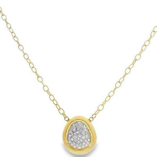 14K Yellow Gold Florentine Pave Diamond Necklace