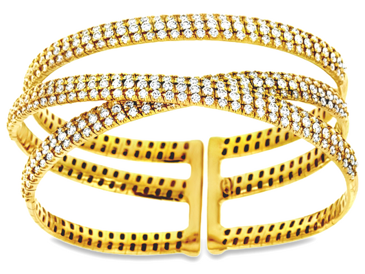 Damaso 18kt Yellow Gold Diamond 3 Row Bracelet