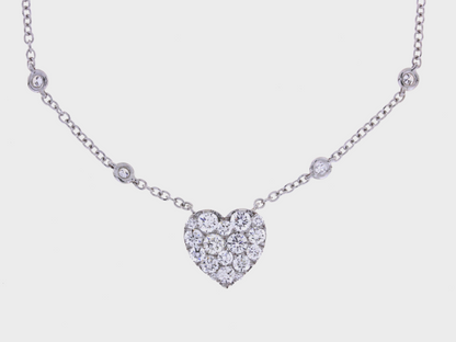 18kt White Gold Diamond Cable Heart 1.04 cttw