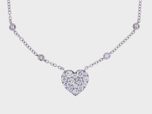 18kt White Gold Diamond Cable Heart 1.04 cttw