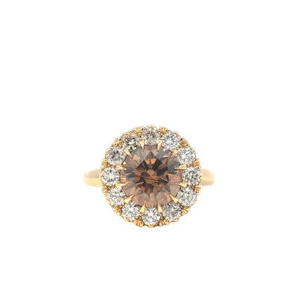 18K Yellow Gold Fancy Brown and White Diamond Ring