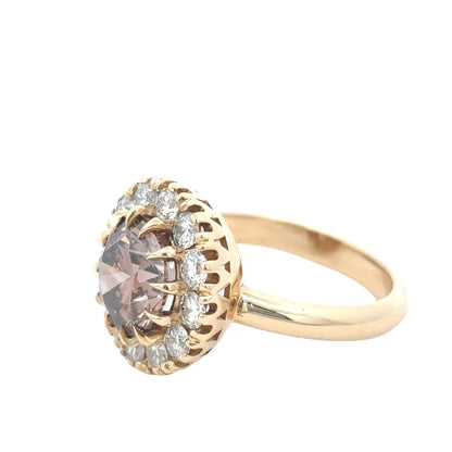 18K Yellow Gold Fancy Brown and White Diamond Ring