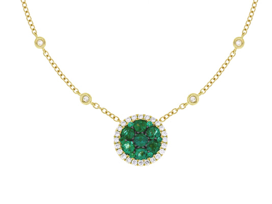Damaso 18kt White Gold Diamond & Emerald Necklace