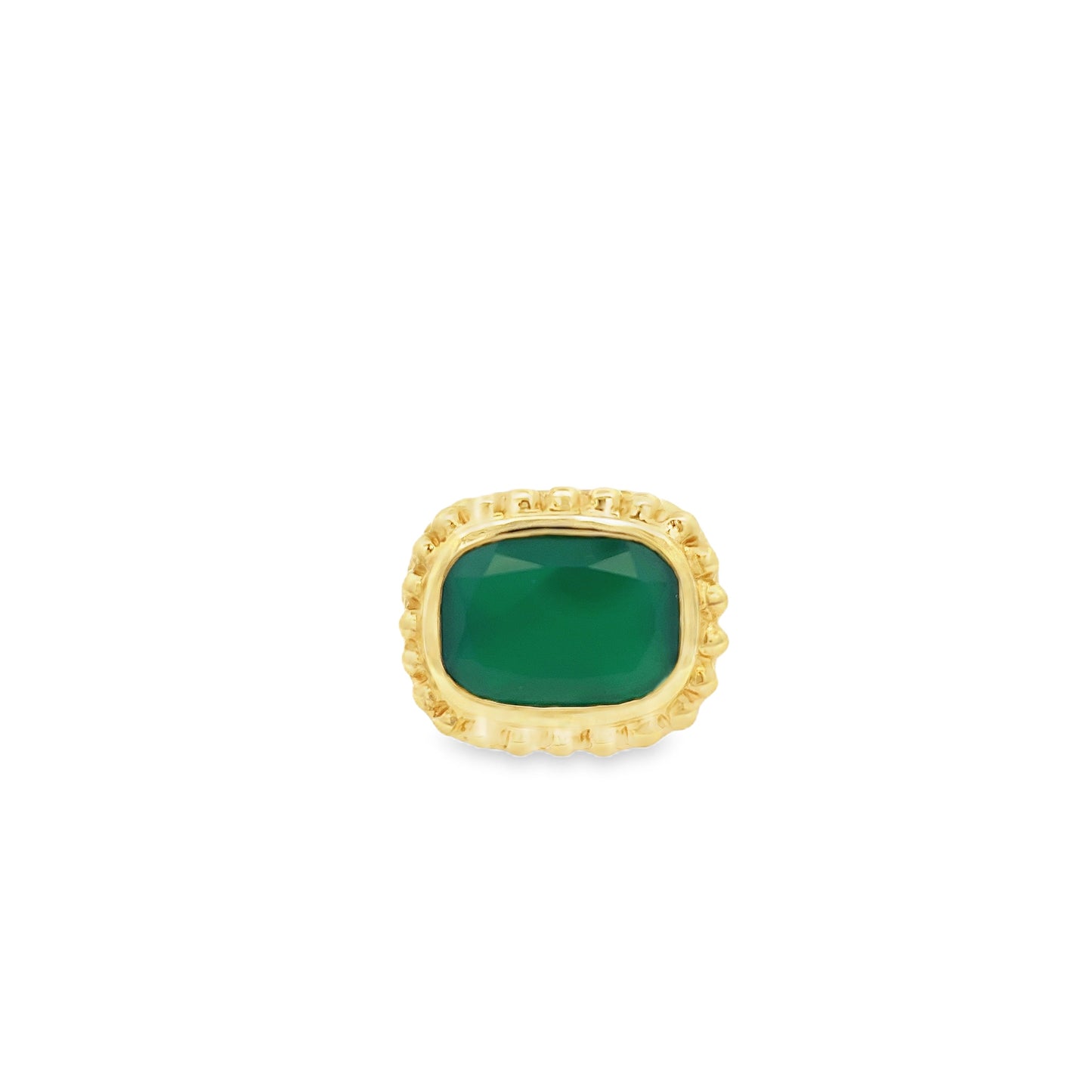 Raymond Mazza 14k Yellow Gold Rectangular Crysophase Ring