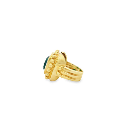 Raymond Mazza 14k Yellow Gold Rectangular Crysophase Ring