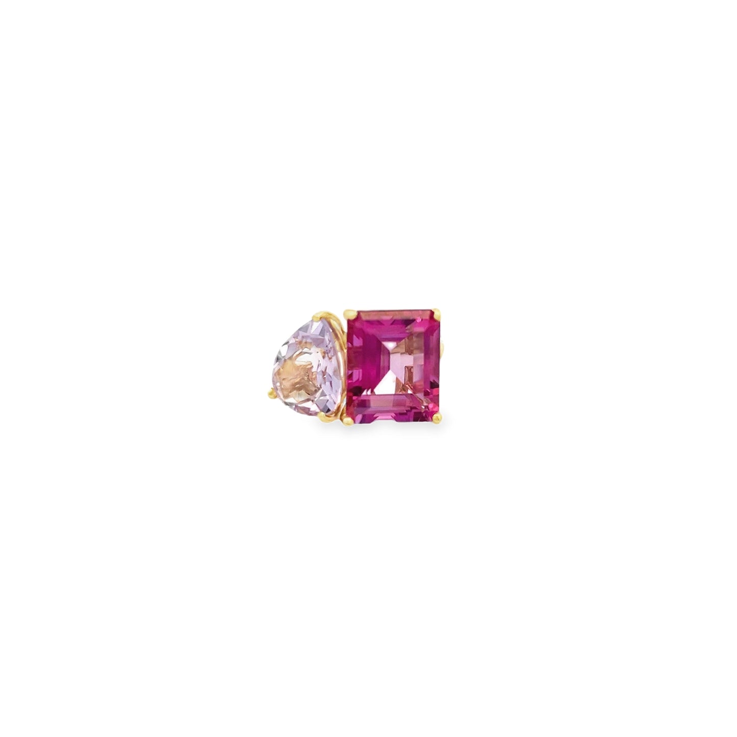 Raymond Mazza 14k Yellow Gold Pink Topaz & Lavender Amethyst Ring