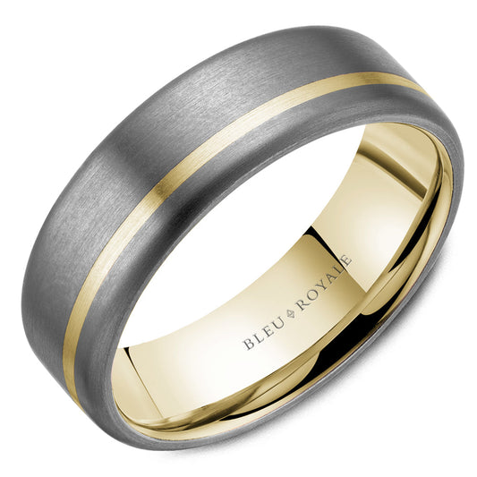 CrownRing 14k Tantalum Yellow and Grey Men's Wedding Band