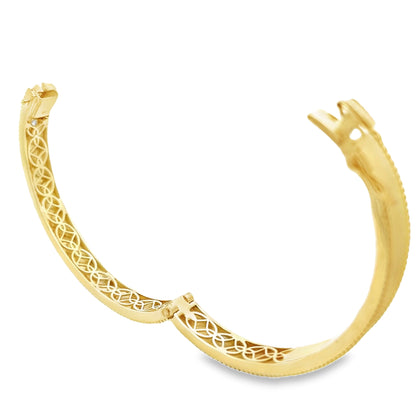 Raymond Mazza 14k Yellow Gold Lattice Diamond Bangle